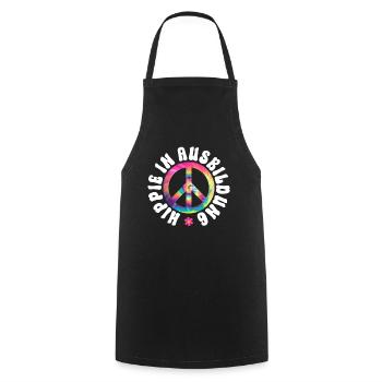 Hippie In Ausbildung - Hippie Kostüm 70er Peace - Kochschürze - Schwarz - Vorne - AI Model Male 185 dark (185cm)