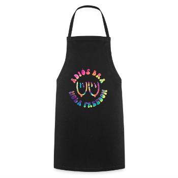Adiós Bra - Hola Freedom - Hippie Costume Tie Dye - Cooking Apron - black - Front - AI Model Male 185 dark (185cm)