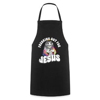 Freaking Out For Jesus - Hippie Costume Tie Dye - Tablier de cuisine - noir - Devant - AI Model Male 185 dark (185cm)