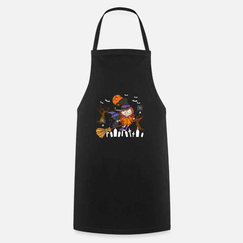 Sorcière folle du chat noir - Tablier de cuisine - noir