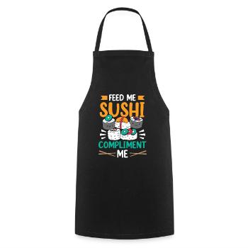 Feed me sushi and compliment me - Cooking Apron - black - Front - AI Model Male 185 dark (185cm)
