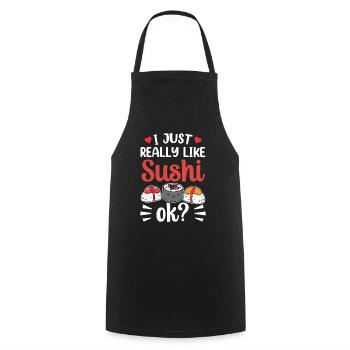 J’aime vraiment la nourriture des fans de sushis - Tablier de cuisine - noir - Devant - AI Model Male 185 dark (185cm)