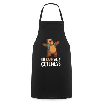 "Un-Bear-Able Cuteness" - Lustiger Spruch mit Bär - Kochschürze - Schwarz - Vorne - AI Model Male 185 dark (185cm)