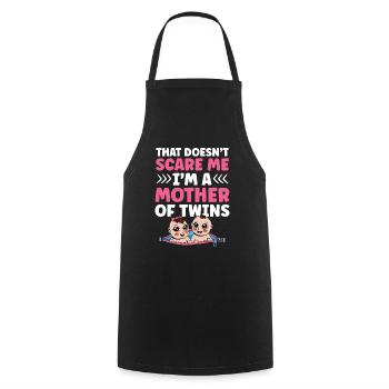 Ça ne me fait pas peur maman jumelles humour - Tablier de cuisine - noir - Devant - AI Model Male 185 dark (185cm)
