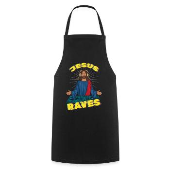 Jesus Raves DJ Raver Rave Hard Techno Dark Tekno - Cooking Apron - black - Front - AI Model Male 185 dark (185cm)