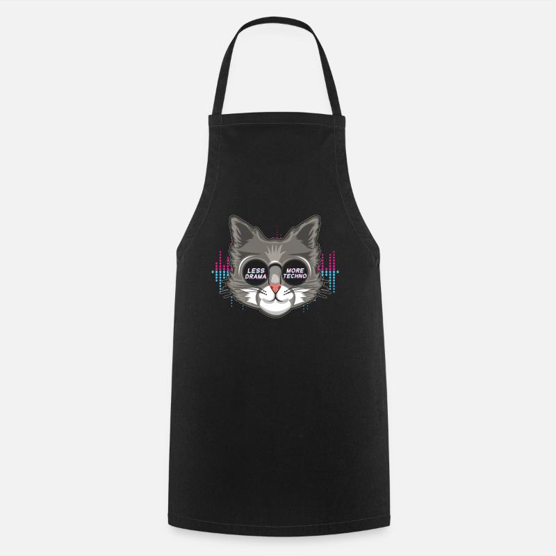 Less Drama DJ Raver Rave Hard Techno Dark Tekno - Cooking Apron - black