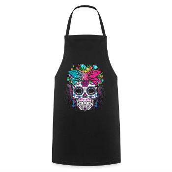 Fantastischer Muertos Drip Rave Music Party Techno Beat - Kochschürze - Schwarz - Vorne - AI Model Male 185 dark (185cm)