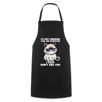 Funny Grump Cat - I Just Don't Like You Cynical - Cooking Apron - black - Front - AI Model Male 185 dark (185cm)
