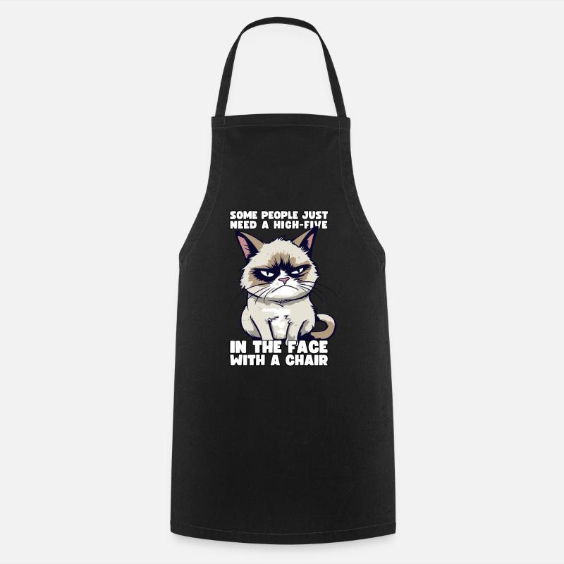 Cat Some People Just Need A High Five In The Face - Kochschürze - Schwarz