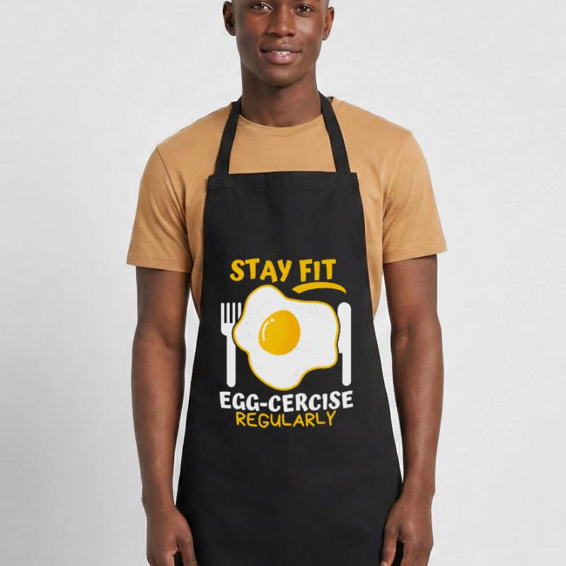 Egg, Fried Egg, Funny Saying, Pun Egg-cercise Cooking Apron