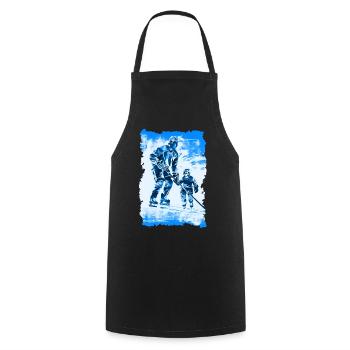 Vater und Sohn Eishockey Vatertags Geschenk - Kochschürze - Schwarz - Vorne - AI Model Male 185 dark (185cm)