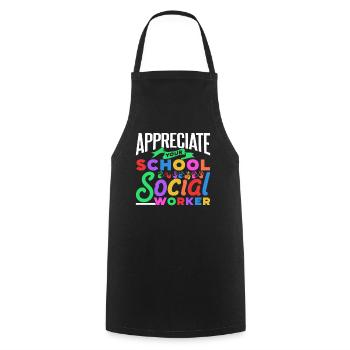 Appréciez votre profession de travailleur social scolaire - Tablier de cuisine - noir - Devant - AI Model Male 185 dark (185cm)