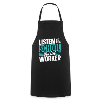 Listen to the school social worker school profession - Cooking Apron - black - Front - AI Model Male 185 dark (185cm)