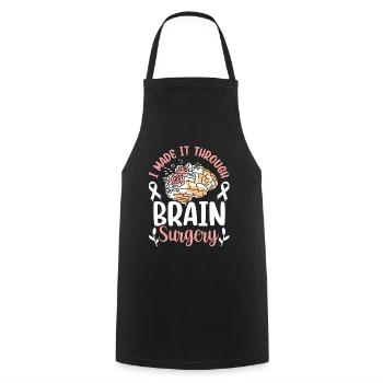 J’ai survécu à une chirurgie du cerveau - Tablier de cuisine - noir - Devant - AI Model Male 185 dark (185cm)