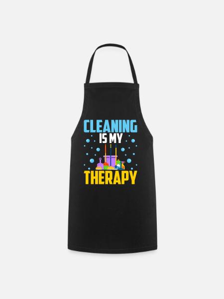 Le nettoyage est ma thérapie - Tablier de cuisine - noir
