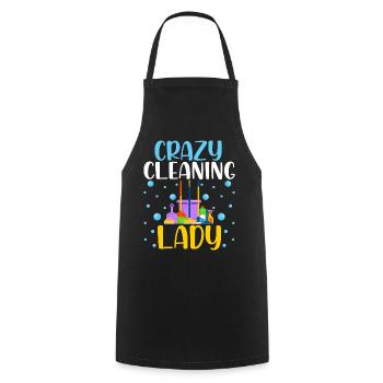 Dame de ménage folle - Tablier de cuisine - noir - Devant - AI Model Male 185 dark (185cm)