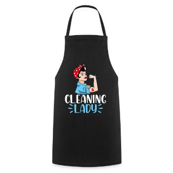 Cleaning Lady - Kochschürze - Schwarz - Vorne - AI Model Male 185 dark (185cm)