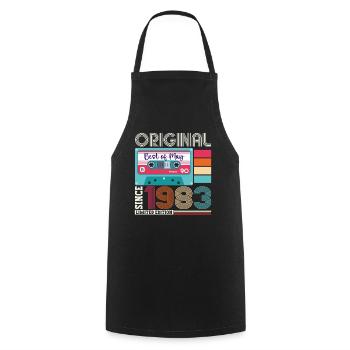 40 Birthday Man Woman Cassette Mai 1983 - Tablier de cuisine - noir - Devant - AI Model Male 185 dark (185cm)