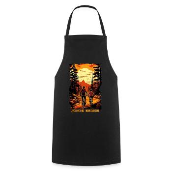 Father and son mountain bike mountain biker gift - Cooking Apron - black - Front - AI Model Male 185 dark (185cm)