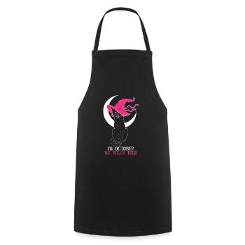 In October We Wear Pink Cat Breast Cancer - Cooking Apron - black - Front - AI Model Male 185 dark (185cm)