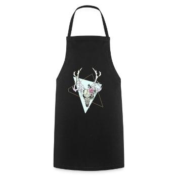 Aesthetic Deer Skull Deer Head Pastel Design - Cooking Apron - black - Front - AI Model Male 185 dark (185cm)
