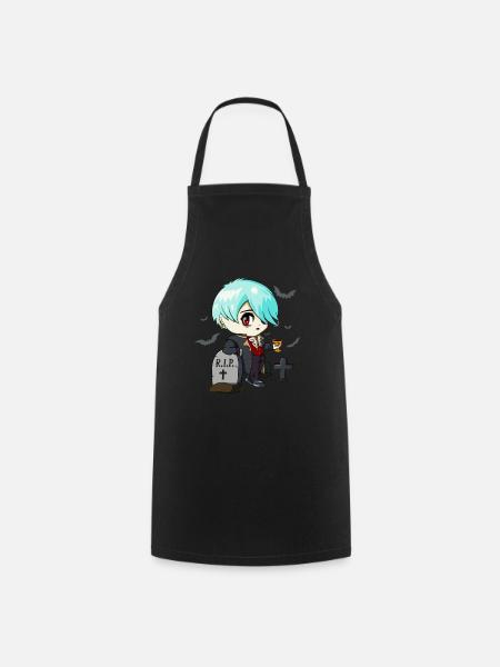 Gothic Vampir Emo Anime Goth Chibi Auf Friedhof - Kochschürze - Schwarz
