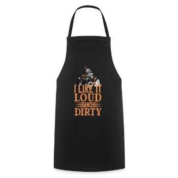 Quad Spruch I like it loud and dirty Motorsport - Cooking Apron - black - Front - AI Model Male 185 dark (185cm)