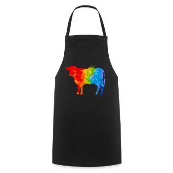 Color Splash Cow Colorful Cow - Cooking Apron - black - Front - AI Model Male 185 dark (185cm)