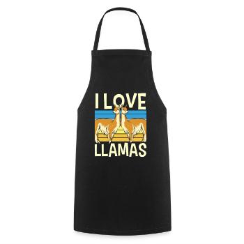 I love llama sayings llama llama animal - Cooking Apron - black - Front - AI Model Male 185 dark (185cm)