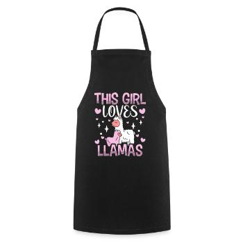 Cette fille aime l’animal du lama Llama Lama - Tablier de cuisine - noir - Devant - AI Model Male 185 dark (185cm)