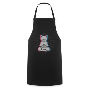 Namaste Katze Mandala Lotus Meditation Katze - Kochschürze - Schwarz - Vorne - AI Model Male 185 dark (185cm)