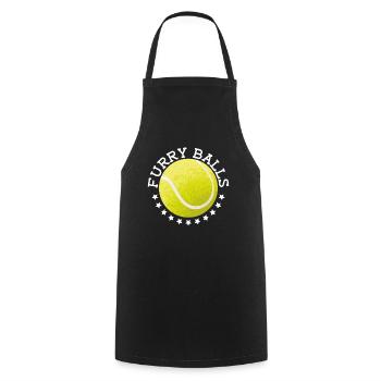 Pelzige Bälle - Lustiges Tennis - Kochschürze - Schwarz - Vorne - AI Model Male 185 dark (185cm)