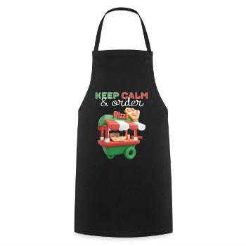 Pizza Verkaufswagen, 3d Pizza Truck, Streetfood - Kochschürze - Schwarz - Vorne - AI Model Male 185 dark (185cm)