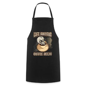 Coffee coffee drinker funny saying with skull - Cooking Apron - black - Front - AI Model Male 185 dark (185cm)