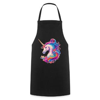 Créature mythique licorne à crinière arc-en-ciel licorne - Tablier de cuisine - noir - Devant - AI Model Male 185 dark (185cm)