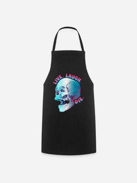 Calavera divertida, dicho morboso, diseño motero - Delantal de cocina - negro