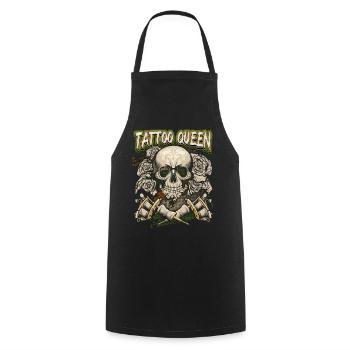 Skull, Tattoo Spruch, Tätowierung, Totenkopf - Kochschürze - Schwarz - Vorne - AI Model Male 185 dark (185cm)