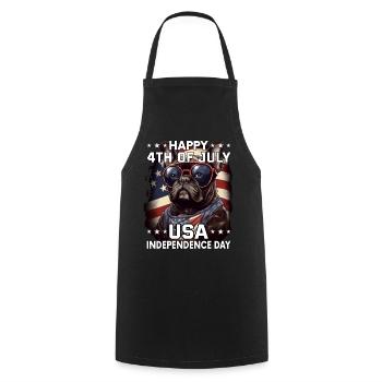 Bulldogge 4 July Independence Day USA Flagge - Kochschürze - Schwarz - Vorne - AI Model Male 185 dark (185cm)