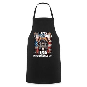Bulldogge 4 July Independence Day USA Flagge - Kochschürze - Schwarz - Vorne - AI Model Male 185 dark (185cm)