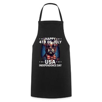 Bulldogge 4 July Independence Day USA Flagge - Kochschürze - Schwarz - Vorne - AI Model Male 185 dark (185cm)