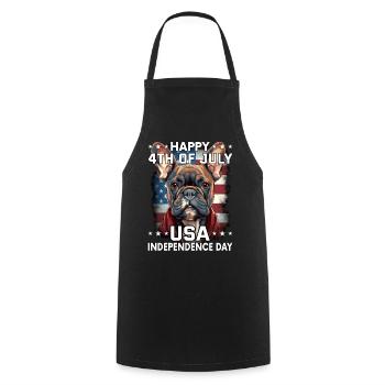 Bulldogge 4 July Independence Day USA Flagge - Kochschürze - Schwarz - Vorne - AI Model Male 185 dark (185cm)