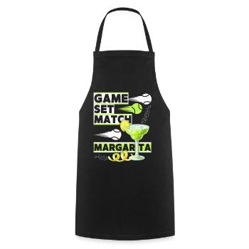 Tennis Dicton Game Set Match Margarita, drôle - Tablier de cuisine - noir - Devant - AI Model Male 185 dark (185cm)