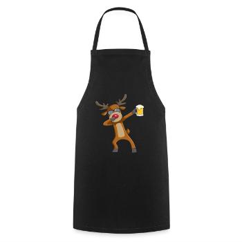 Dabbing Reindeer Beer Drinking Santa Reindeer - Kochschürze - Schwarz - Vorne - AI Model Male 185 dark (185cm)
