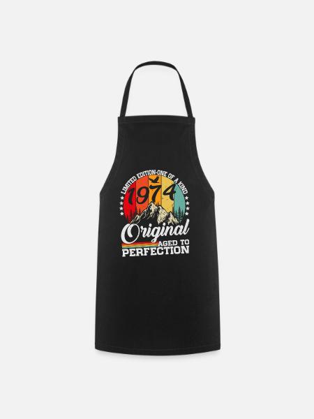 Vintage Born 1974 Vintage Retro Birthday - Cooking Apron - black