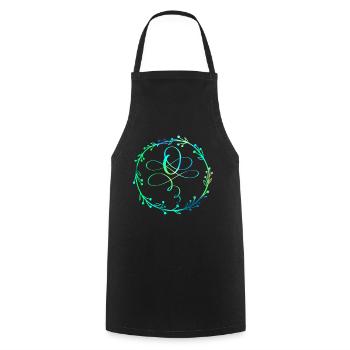 Monogramme, Lettre O, Ornement de calligraphie - Tablier de cuisine - noir - Devant - AI Model Male 185 dark (185cm)