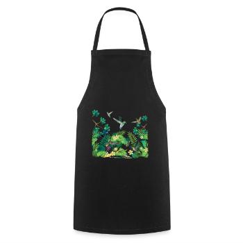 Tropical Birds Paradise Surf Hello Summer - Cooking Apron - black - Front - AI Model Male 185 dark (185cm)