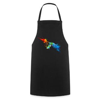 Spray Paint Owl Colorful Owl - Cooking Apron - black - Front - AI Model Male 185 dark (185cm)