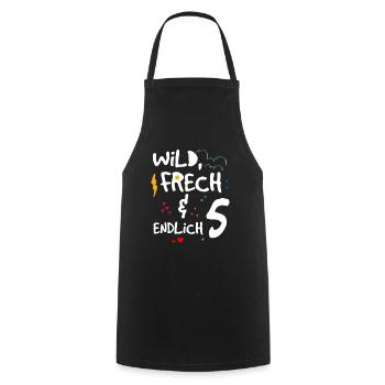 Wild Frech & endlich 5 Kindergeburtstag - Kochschürze - Schwarz - Vorne - AI Model Male 185 dark (185cm)