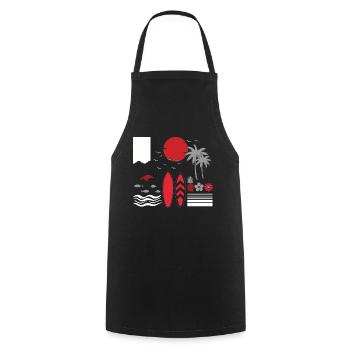 Hawaii Summer Palm Tree Surf Hello Summer - Cooking Apron - black - Front - AI Model Male 185 dark (185cm)