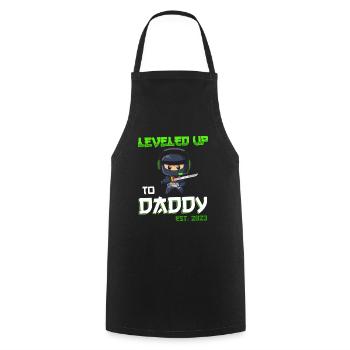 Leveled Up To Daddy Est. 2023 Gaming Ninja - Cooking Apron - black - Front - AI Model Male 185 dark (185cm)